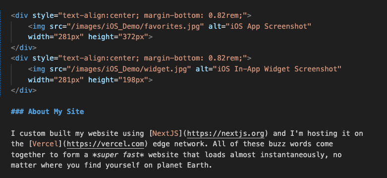 NextJS Blog Markdown Screenshot